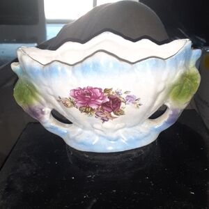 Floral Ceramic Bowl with Handles